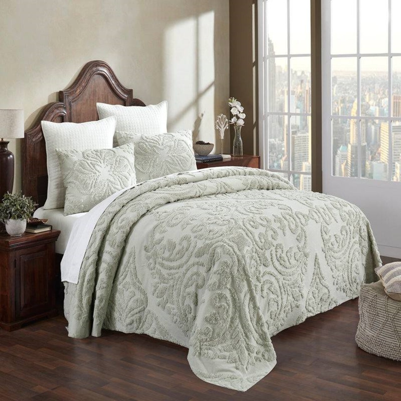 3 Piece Bedroom Bedding Cotton Chenille Coverlet Set Perfect for All-Season Bedroom Use